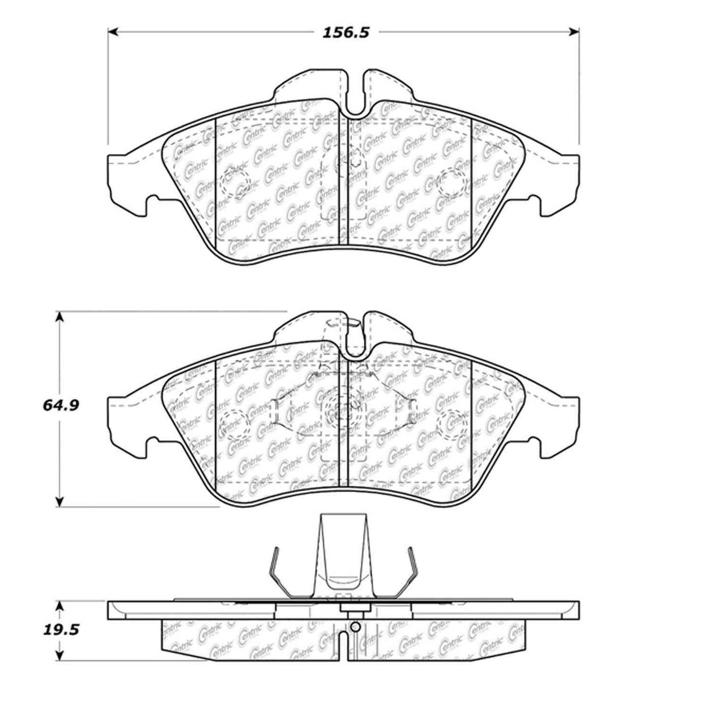 Centric Parts Disc Brake Pad Set Long-Wearing Semi-Metallic with 100% Shimmed for Noise & Vibration Reduction 106.09500