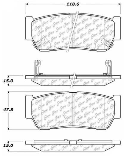 Centric Parts Disc Brake Pad Set Long wearing Semi-Metallic friction formula with 100% shimmed and scorched for easy bed-in 106.09540