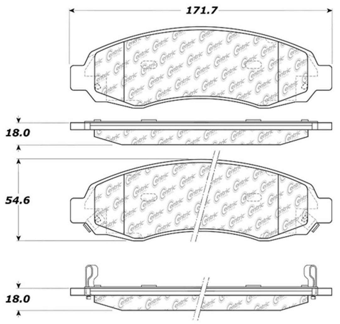 Centric Parts Disc Brake Pad Set Long wearing Semi-Metallic friction formula with 100% shimmed and scorched for easy bed-in 106.09620