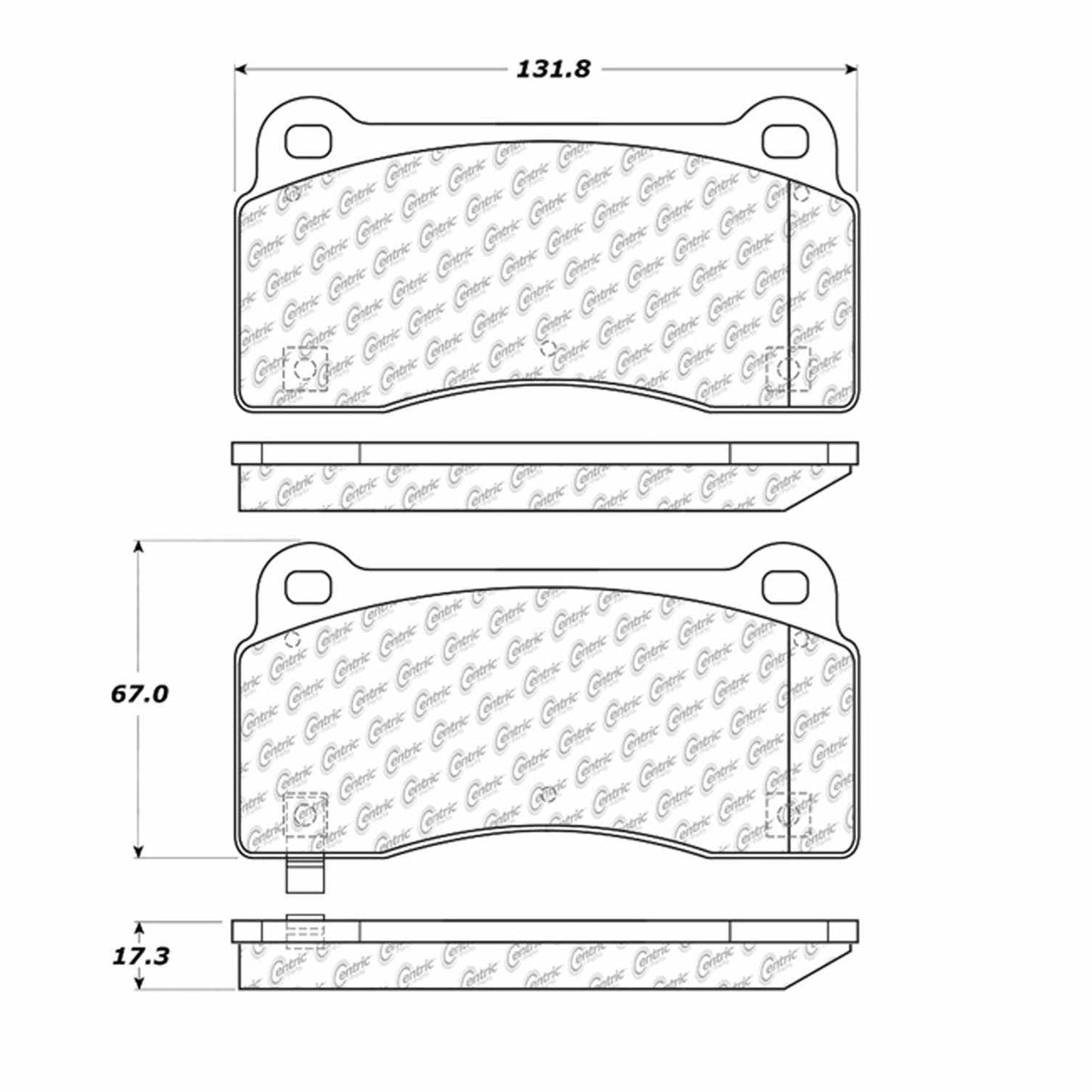 Centric Parts Disc Brake Pad Set Long Wearing Semi-Metallic Friction Formula with Noise and Vibration Elimination 106.09680