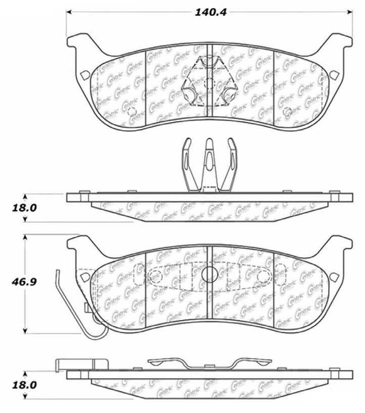 Centric Parts Disc Brake Pad Set with Semi-Metallic Friction for Heavy Duty Applications 106.09980