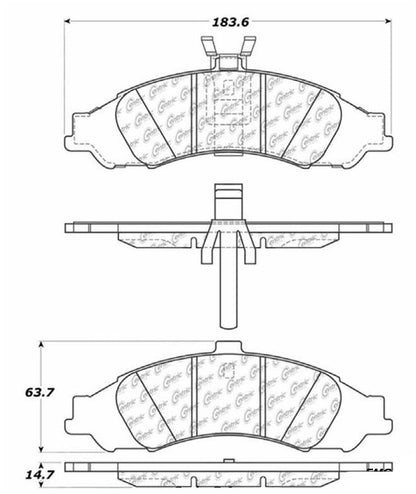 Centric Parts Disc Brake Pad Set Posi Quiet Extended Wear with Shims and Hardware for 2004 Pontiac GTO 106.10430