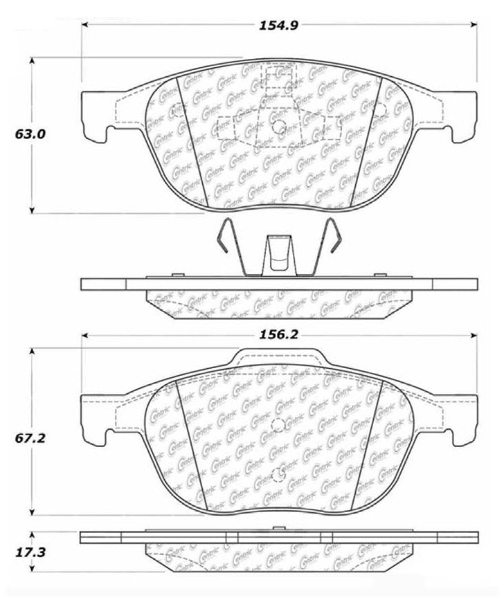 Centric Parts Disc Brake Pad Set Posi Quiet Extended Wear with Shims and Hardware for 2013-2022