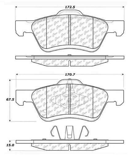 Centric Parts Disc Brake Pad Set Posi Quiet Extended Wear with Shims and Hardware for 2005-2012 Ford Escape 106.10470