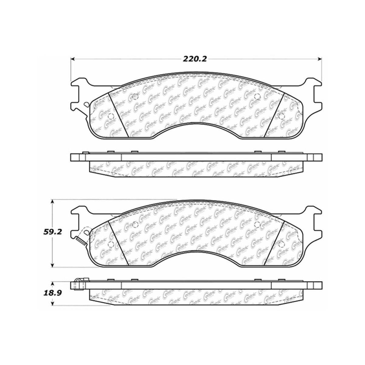 Centric Parts Disc Brake Pad Set Posi Quiet Extended Wear with Shims and Hardware for 2004 Dodge Ram 1500 106.10540