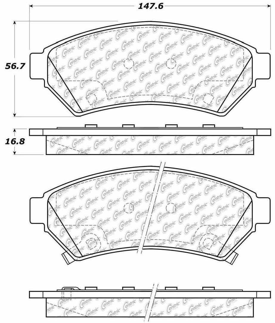 Centric Parts Disc Brake Pad Set Posi Quiet Extended Wear with Shims and Hardware for 2005-2009 Buick Allure 106.10750