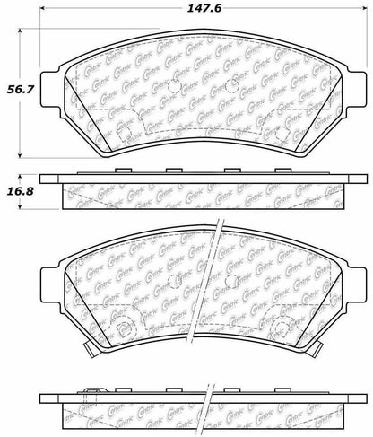 Centric Parts Disc Brake Pad Set Posi Quiet Extended Wear with Shims and Hardware for 2005-2009 Buick Allure 106.10750