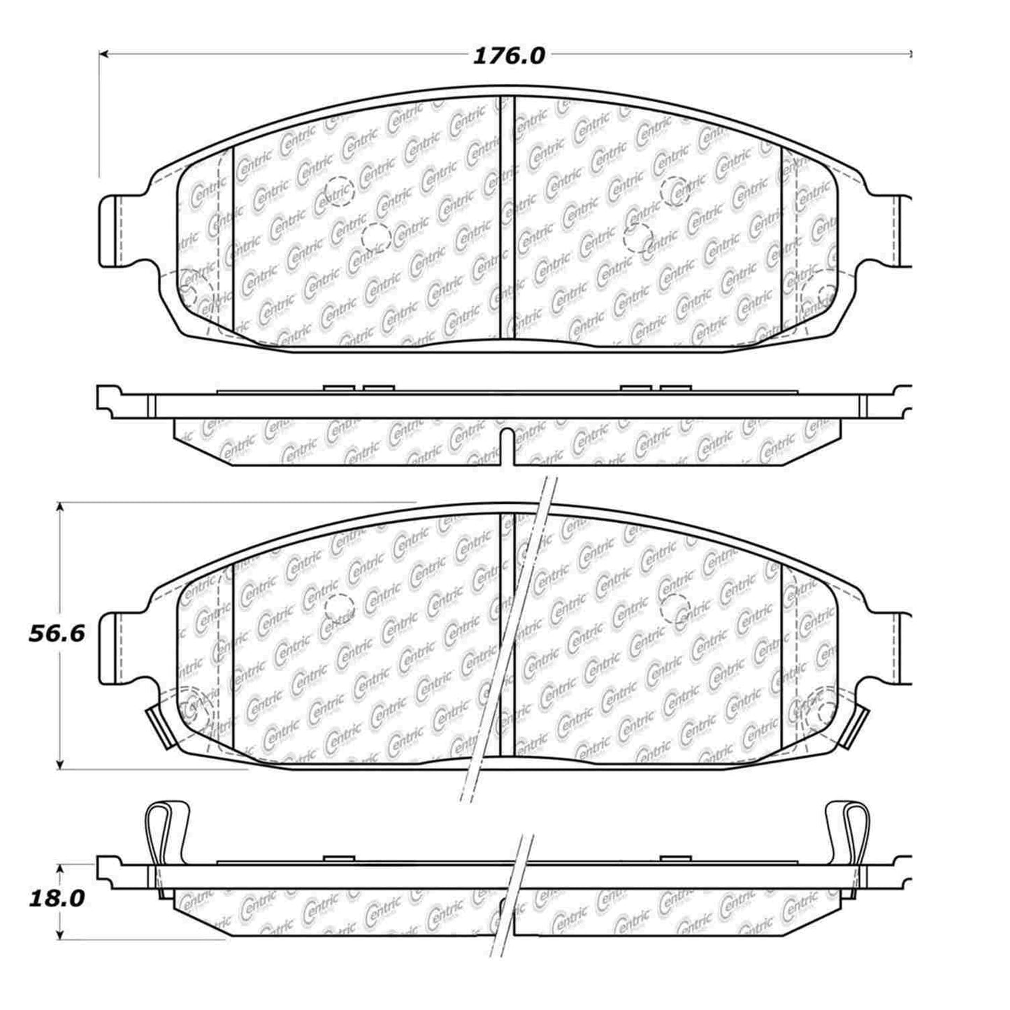 Centric Parts Disc Brake Pad Set Posi Quiet Extended Wear with Shims and Hardware for 2006-2010 Jeep Commander 2005-2010 Grand Cherokee 106.10800
