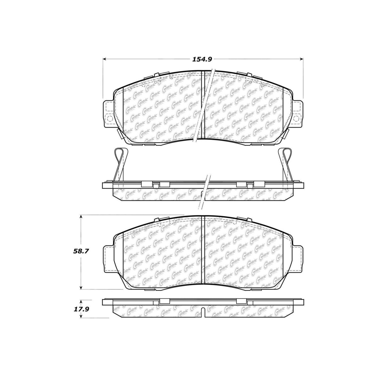 Centric Parts Disc Brake Pad Set Posi Quiet Extended Wear with Shims and Hardware 106.10890