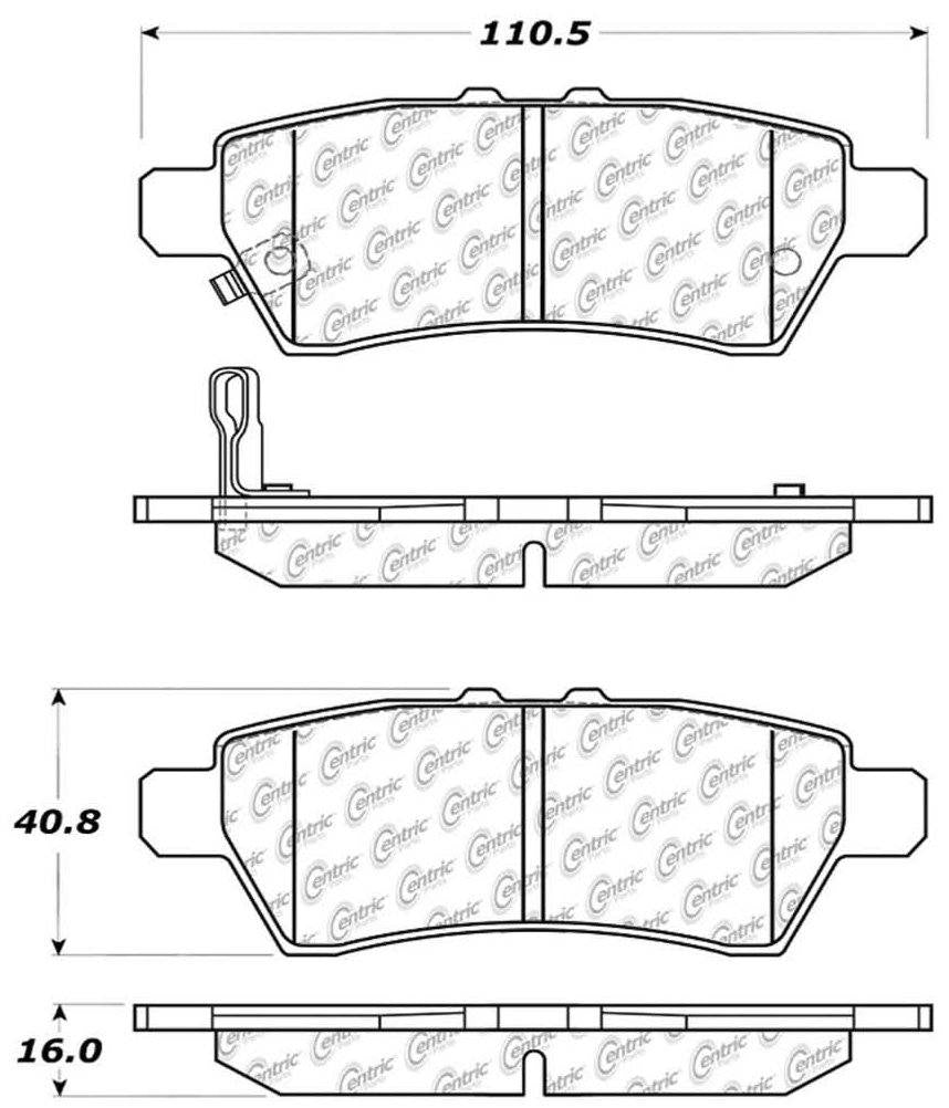 Centric Parts Disc Brake Pad Set Posi Quiet Extended Wear with Shims and Hardware for 2004-2012 Nissan Pathfinder 106.11010