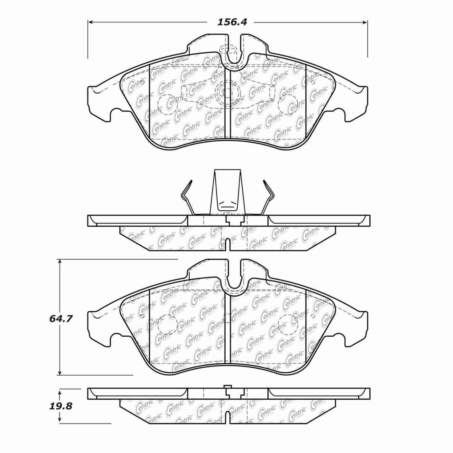 Centric Parts Disc Brake Pad Set Posi Quiet Extended Wear with Shims and Hardware for 2003-2006 Dodge Sprinter 2500/3500 Freightliner Sprinter 2500/3500 106.11770