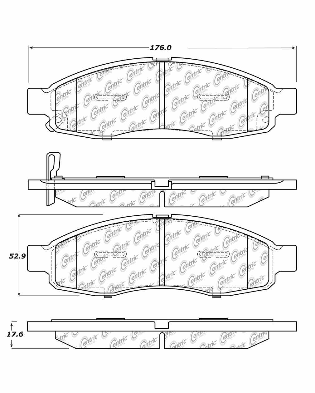 Centric Parts Disc Brake Pad Set Posi Quiet Extended Wear with Shims and Hardware for 2004-2006 Infiniti QX56, 2004-2005 Nissan Armada, 2004 Pathfinder Armada, 2004-2007 Titan 106.11830