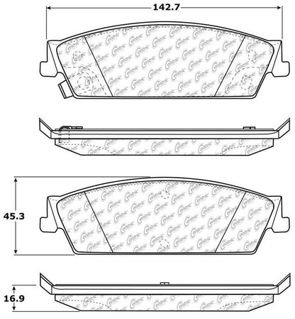 Centric Parts Disc Brake Pad Set Posi Quiet Extended Wear for 2007-2014 Cadillac Escalade, Chevrolet Avalanche, GMC Sierra