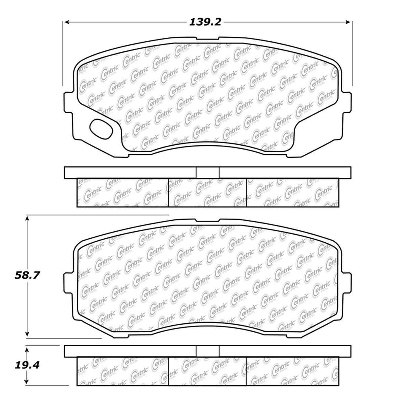 Centric Parts Disc Brake Pad Set Posi Quiet Extended Wear with Shims and Hardware for Freightliner FL360 2012-2010 106.12650
