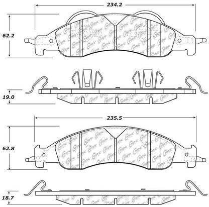 Centric Parts Disc Brake Pad Set Posi Quiet Extended Wear with Shims and Hardware for 2007-2009 Ford Expedition Lincoln Navigator 106.12780