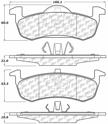 Centric Parts Disc Brake Pad Set Posi Quiet Extended Wear with Shims and Hardware for 2007-2017 Ford Expedition, 2013-2019 Lincoln MKT, 2007-2017 Navigator 106.12790
