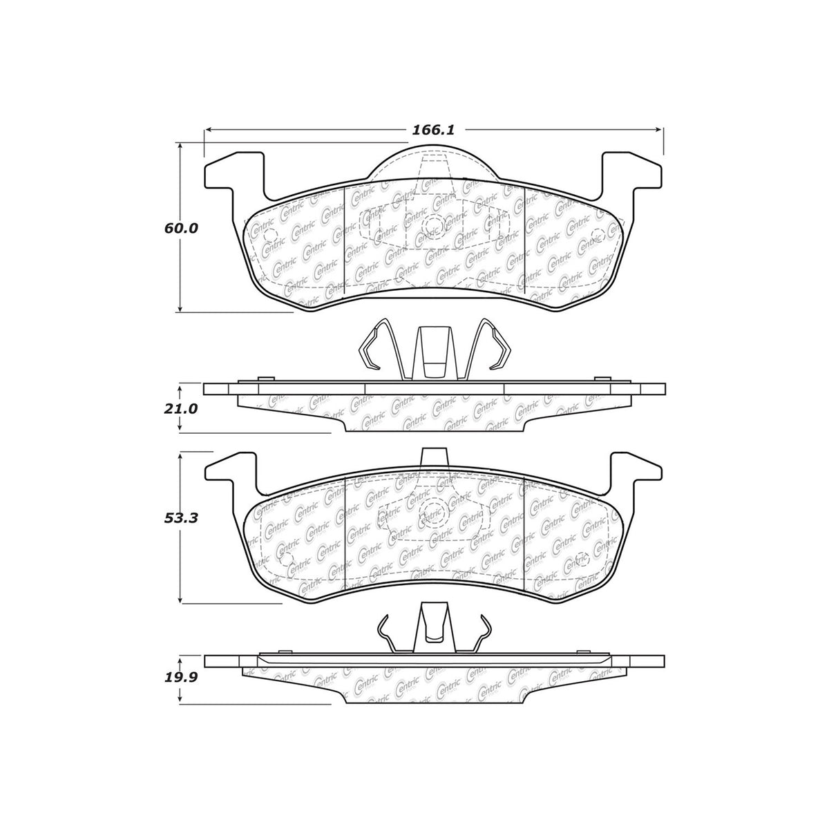 Centric Parts Disc Brake Pad Set Posi Quiet Extended Wear with Shims and Hardware for 2007-2017 Ford Expedition, 2013-2019 Lincoln MKT, 2007-2017 Navigator 106.12790
