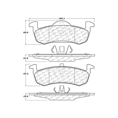 Centric Parts Disc Brake Pad Set Posi Quiet Extended Wear with Shims and Hardware for 2007-2017 Ford Expedition, 2013-2019 Lincoln MKT, 2007-2017 Navigator 106.12790