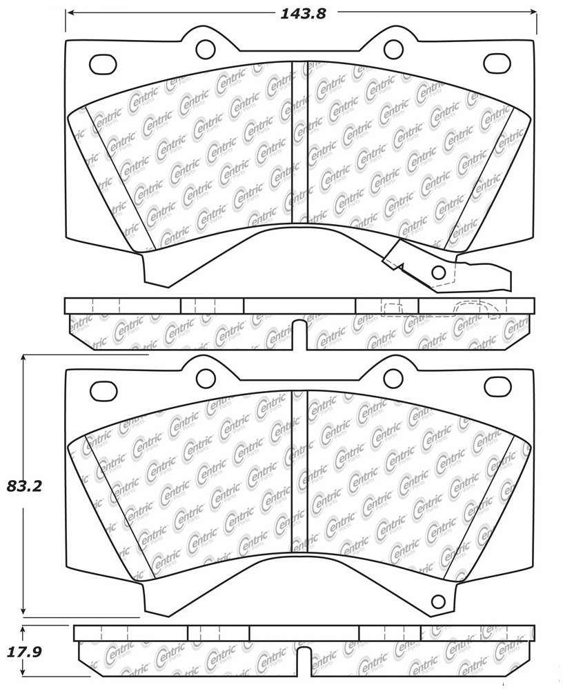 Centric Parts Disc Brake Pad Set Posi Quiet Extended Wear with Shims and Hardware for 2008-2013 Lexus LX570 Toyota Land Cruiser Sequoia Tundra 106.13030