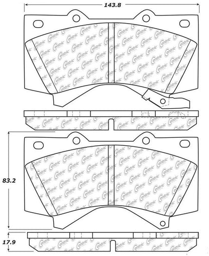 Centric Parts Disc Brake Pad Set Posi Quiet Extended Wear with Shims and Hardware for 2008-2013 Lexus LX570 Toyota Land Cruiser Sequoia Tundra 106.13030