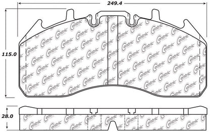 Centric Parts Disc Brake Pad Set Heavy Duty 23K Pad Air Disc Meritor Ex225 with Posi Quiet for 2008-2004