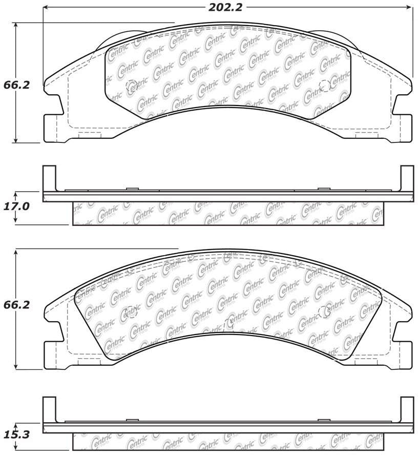 Centric Parts Disc Brake Pad Set Posi Quiet Extended Wear with Shims for 2008-2011 Ford E-150 Econoline 106.13290