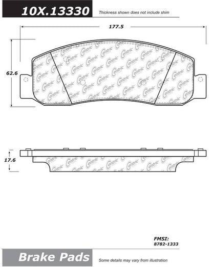 Centric Parts Disc Brake Pad Set Posi Quiet Extended Wear with Shims and Hardware for 2010-2013 Ford F-250 Super Duty, 2010-2012 Ford F-350 Super Duty 106.13330