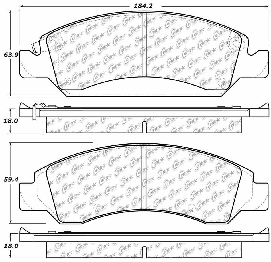 Centric Parts Disc Brake Pad Set Posi Quiet Brake Pads with Shims and Hardware for 2008-2020 Cadillac Escalade, ESV, EXT, XTS and Chevrolet Avalanche 106.13630