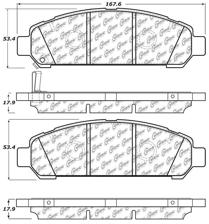 Centric Parts Disc Brake Pad Set Posi Quiet Extended Wear with Shims and Hardware for 2009-2016 Toyota Venza 106.14010