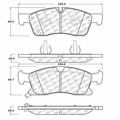 Centric Parts Disc Brake Pad Set Posi Quiet Extended Wear with Shims and Hardware for 2011-2020 Dodge Durango, Jeep Grand Cherokee 106.14550