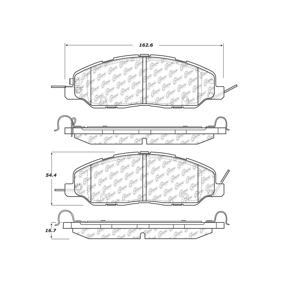 Centric Parts Disc Brake Pad Set Posi Quiet Extended Wear with Shims and Hardware for 2011-2014 Ford Mustang 106.14630