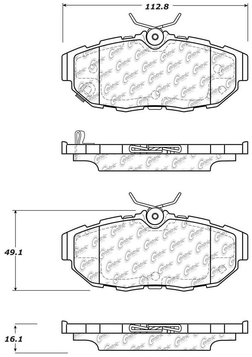 Centric Parts Disc Brake Pad Set Posi Quiet Extended Wear with Shims and Hardware for 2011-2014 Ford Mustang 106.14650