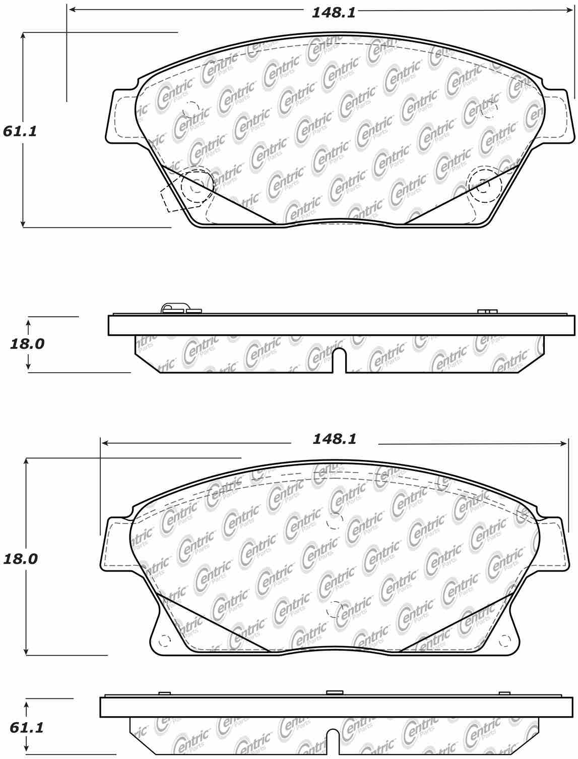 Centric Parts Disc Brake Pad Set Posi Quiet Extended Wear with Shims and Hardware 106.14670