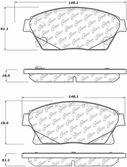 Centric Parts Disc Brake Pad Set Posi Quiet Extended Wear with Shims and Hardware 106.14670