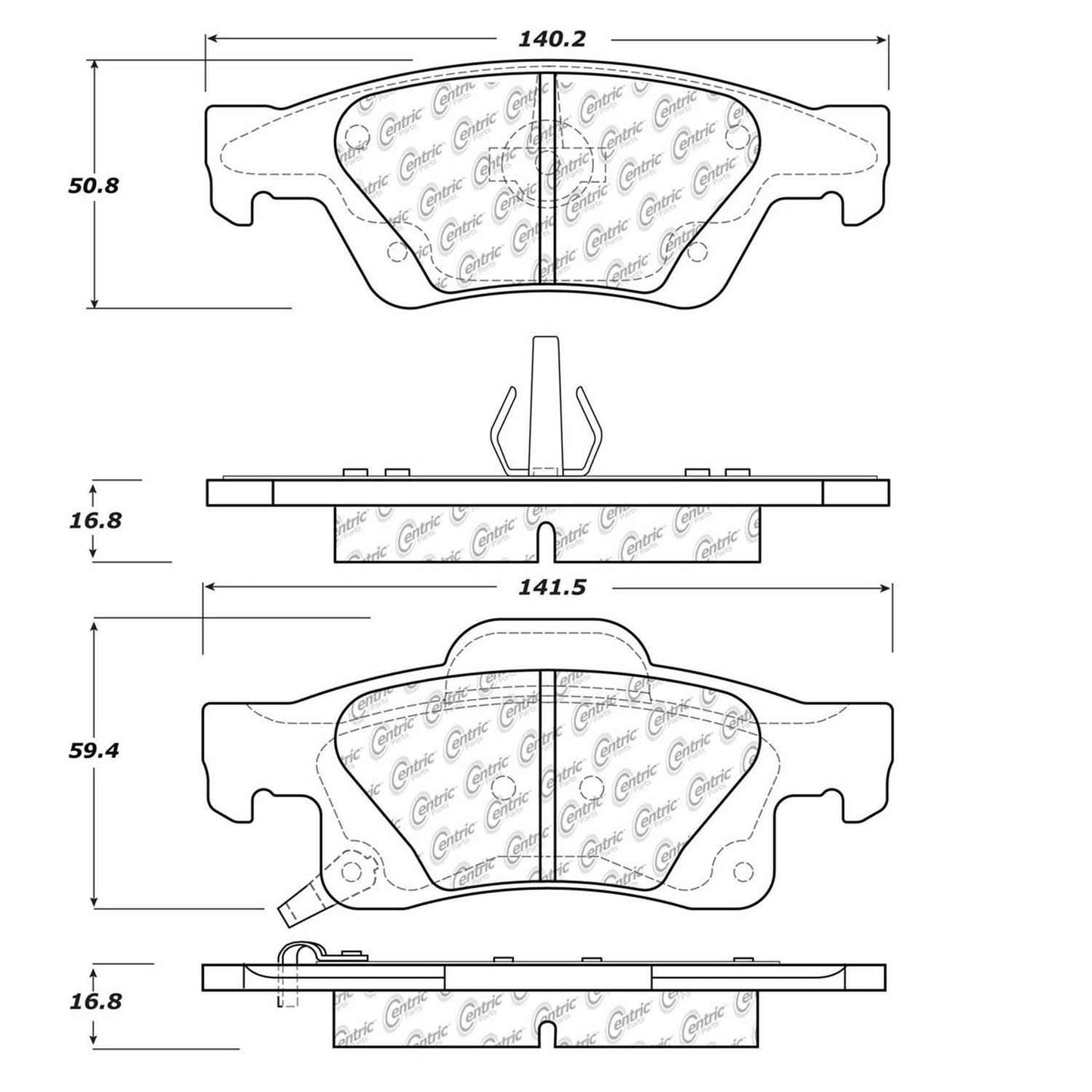 Centric Parts Disc Brake Pad Set Posi Quiet Extended Wear with Shims and Hardware for Dodge Durango 2020-2011 Jeep Grand Cherokee 2021-2011 106.14980