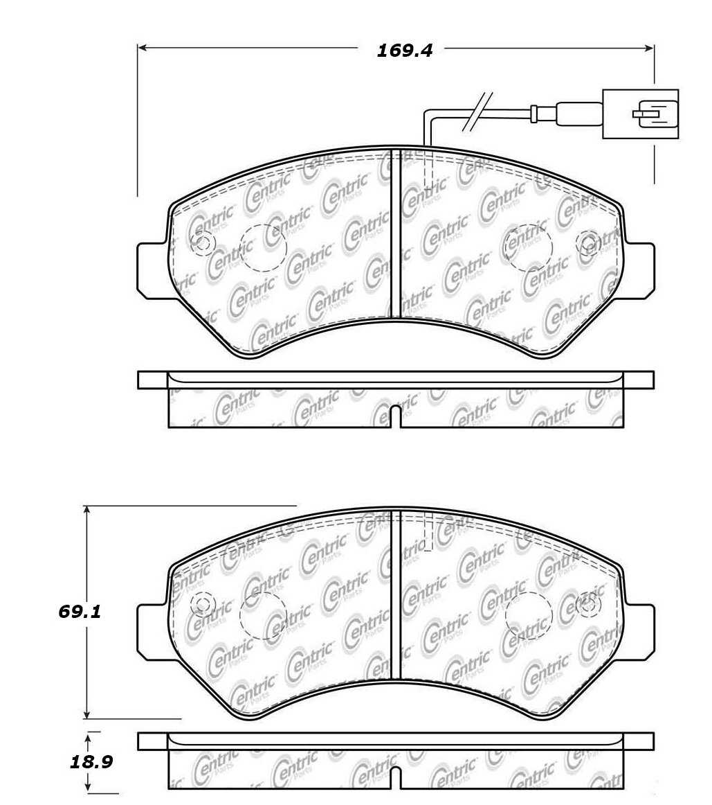 Centric Parts Disc Brake Pad Set Posi Quiet Extended Wear for 2016-2022 Ram ProMaster Peugeot Manager 106.15401