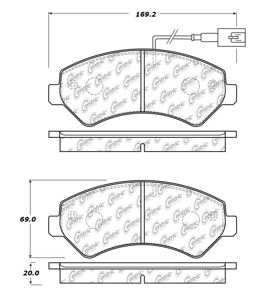 Centric Parts Disc Brake Pad Set Posi Quiet Extended Wear with Shims for 2015-2019 Fiat Ducato Ram ProMaster 106.15402