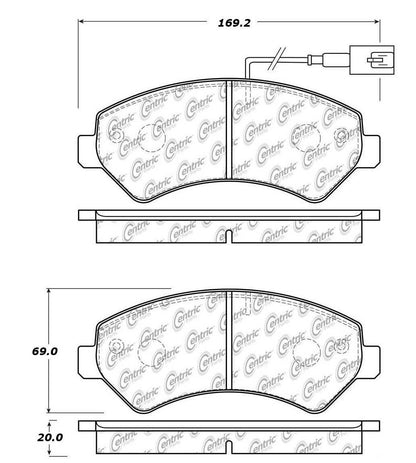 Centric Parts Disc Brake Pad Set Posi Quiet Extended Wear with Shims for 2015-2019 Fiat Ducato Ram ProMaster 106.15402