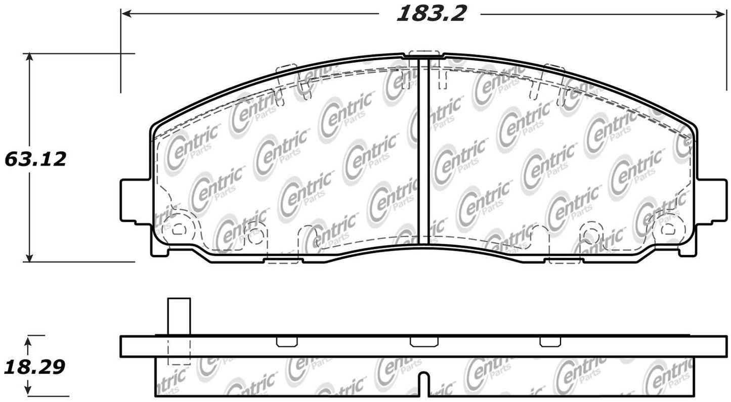 Centric Parts Disc Brake Pad Set Posi Quiet Extended Wear with Shims and Hardware for 2017-2022 Chrysler Pacifica
