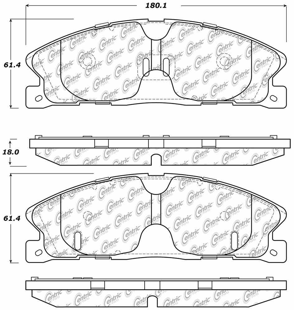 Centric Parts Disc Brake Pad Set Posi Quiet Extended Wear with Shims and Hardware for Ford Explorer 2013-2019 Police Interceptor 2013-2019