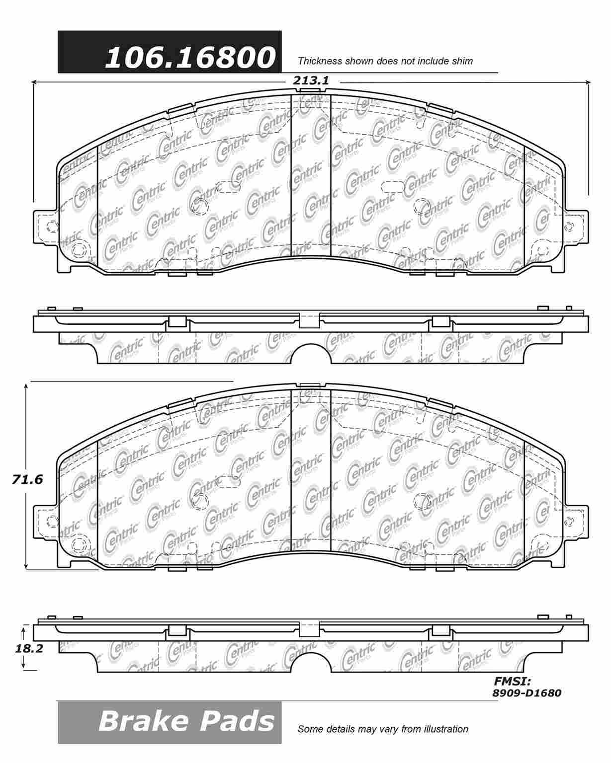 Centric Parts Disc Brake Pad Set with Posi Quiet technology for heavy duty applications 106.16800
