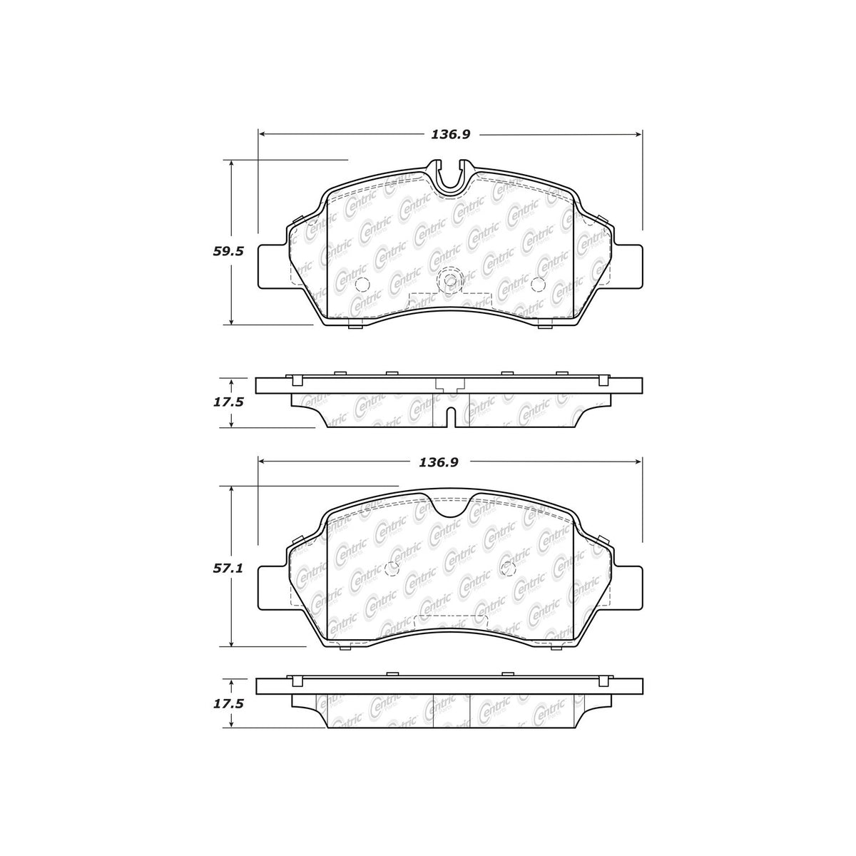 Centric Parts Disc Brake Pad Set Long wearing Semi-Metallic friction formula with noise and vibration elimination 106.17750