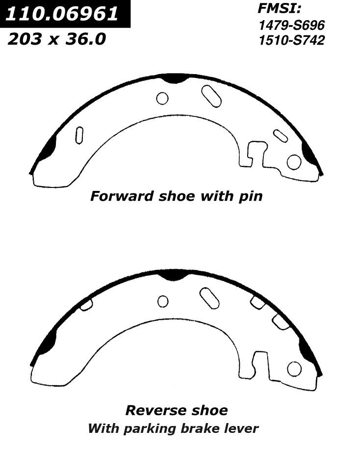 Centric Parts Drum Brake Shoe C-Tek for 1995-2000 Ford Contour, 1999-2002 Mercury Cougar, 1995-2000 Mystique 110.06961