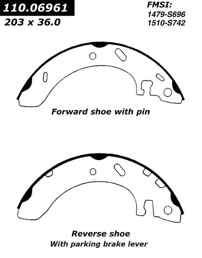 Centric Parts Drum Brake Shoe C-Tek for 1995-2000 Ford Contour, 1999-2002 Mercury Cougar, 1995-2000 Mystique 110.06961