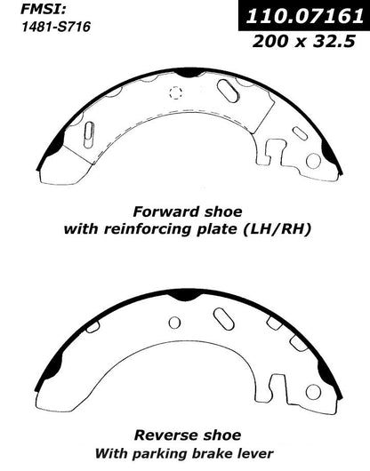 Centric Parts Drum Brake Shoe C-Tek for 1997-2000 Chrysler Cirrus Dodge Stratus Plymouth Breeze 110.07161