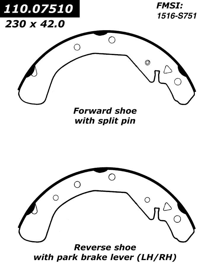 Centric Parts Drum Brake Shoe C-Tek for 2000-2008 Chevrolet Astra, 2004-2006 Meriva, 2005-2008 Tracker, 2001-2003 Saturn L100/L200/LS 110.07510