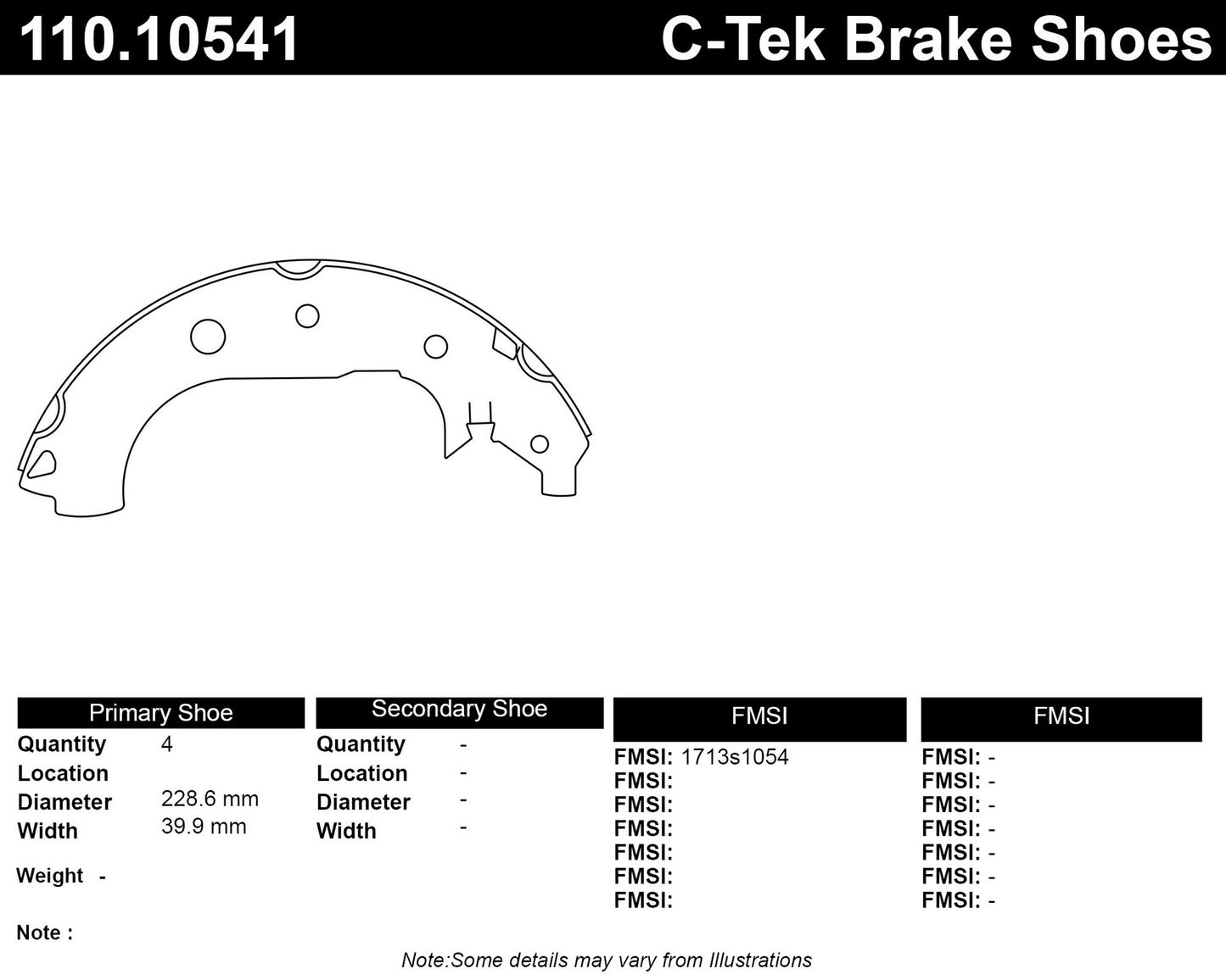 Centric Parts Drum Brake Shoe C-Tek with 100% Asbestos Free for 2013-2017 Ford EcoSport Escape 110.10541