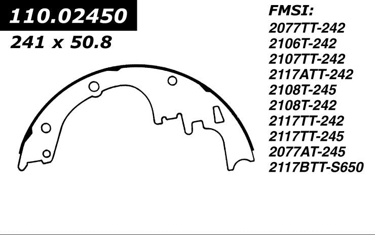 Centric Parts Drum Brake Shoe 111.02450