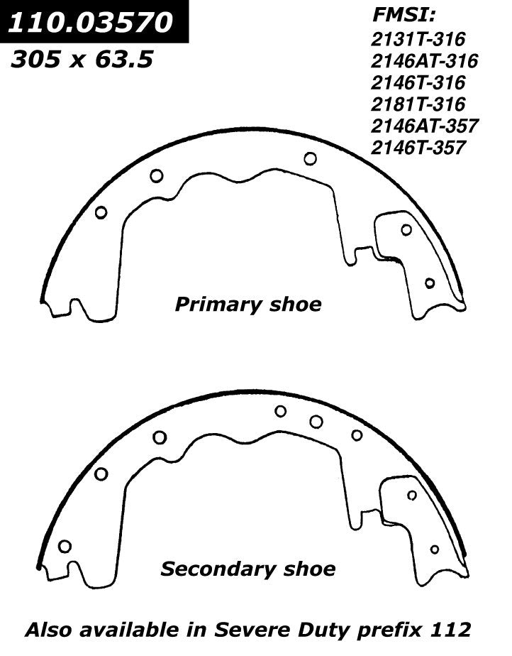 Centric Parts Premium Brake Shoes 111.03570