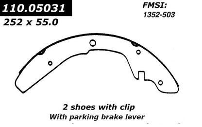 Centric Parts Drum Brake Shoe Premium with Asbestos-free friction compounds for 1979-1991 Volkswagen Transporter Vanagon 111.05031